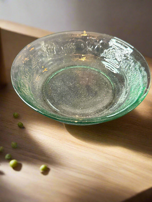 Libbey Orchard Fruit Green Pattern Green Glass Cereal Bowl 6.25" Wide x 1.5" Tall