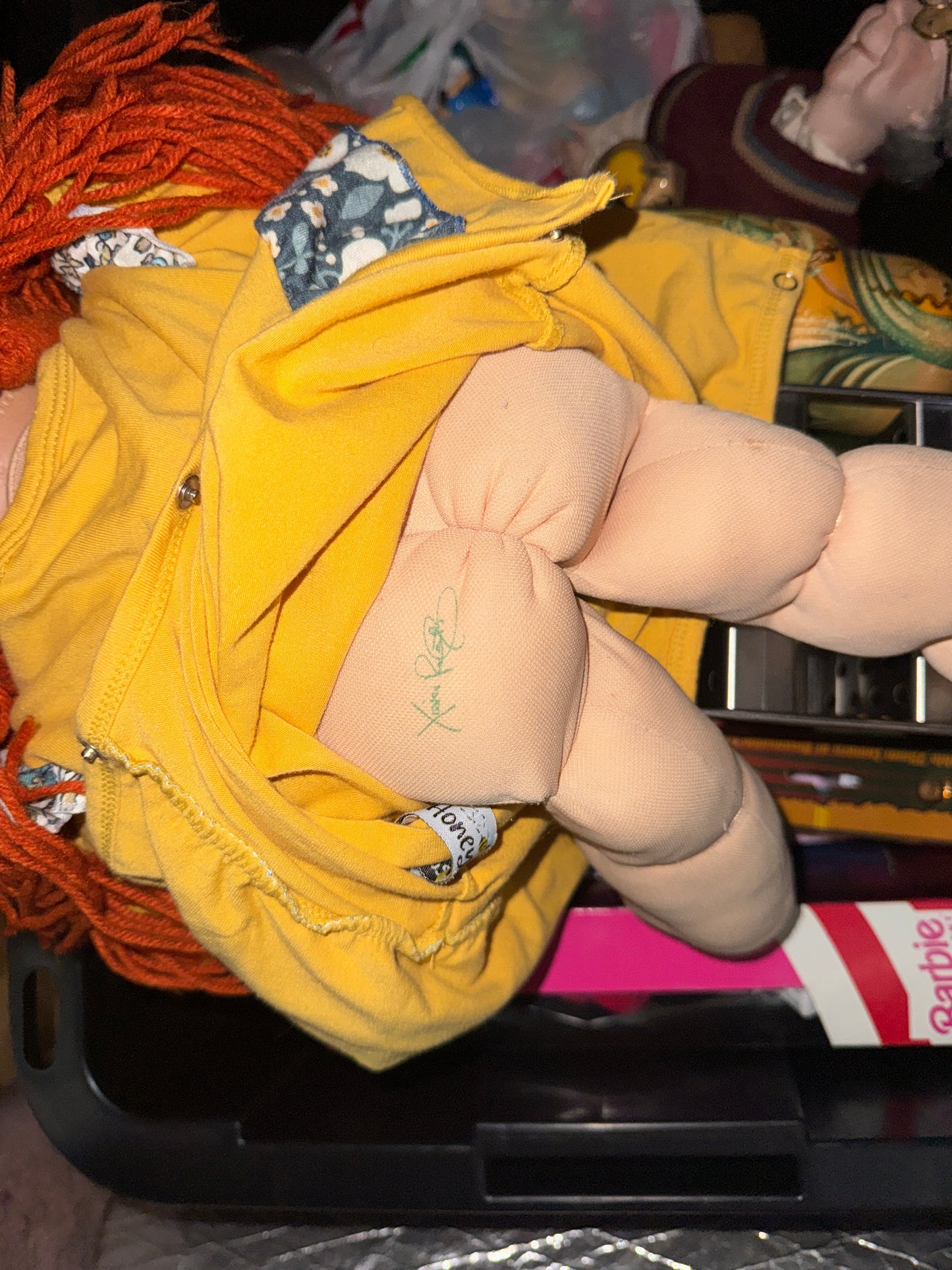 Rare Vintage Cabbage Patch Doll Red Yarn Hair and Green Eyes Green Signature 1984