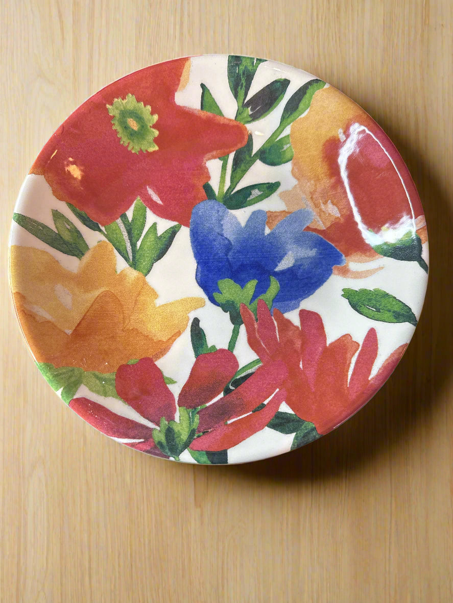 Home Essentials 9.5" Wide Bright Floral Round Pasta Bowl