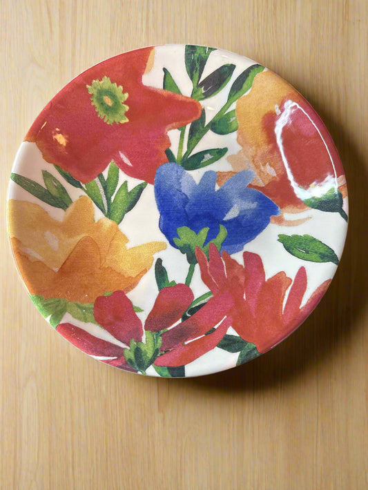 Home Essentials 9.5" Wide Bright Floral Round Pasta Bowl