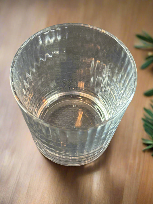Pasabahce Illusion Pattern Double Old Fashioned Glass 3 7/8" Tall  x 3.5" Wide