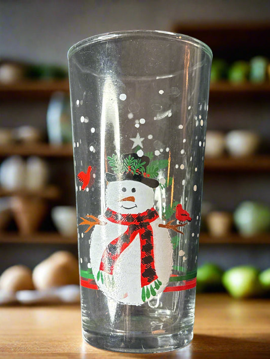 Vintage Snowman/Christmas Tree Glass 6" Tall