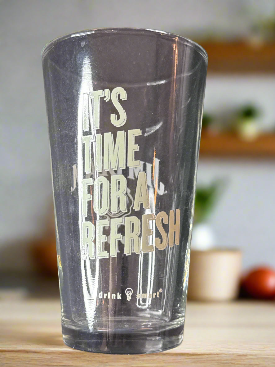 Jim Beam Apple "It's Time For a Refresh" Pint Glass 5.75" Tall