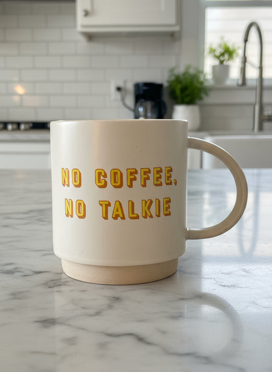 No Coffee No Talkie Coffee Cup Mug New 15oz Large 4.25" Tall 3.75" Wide Hallmark