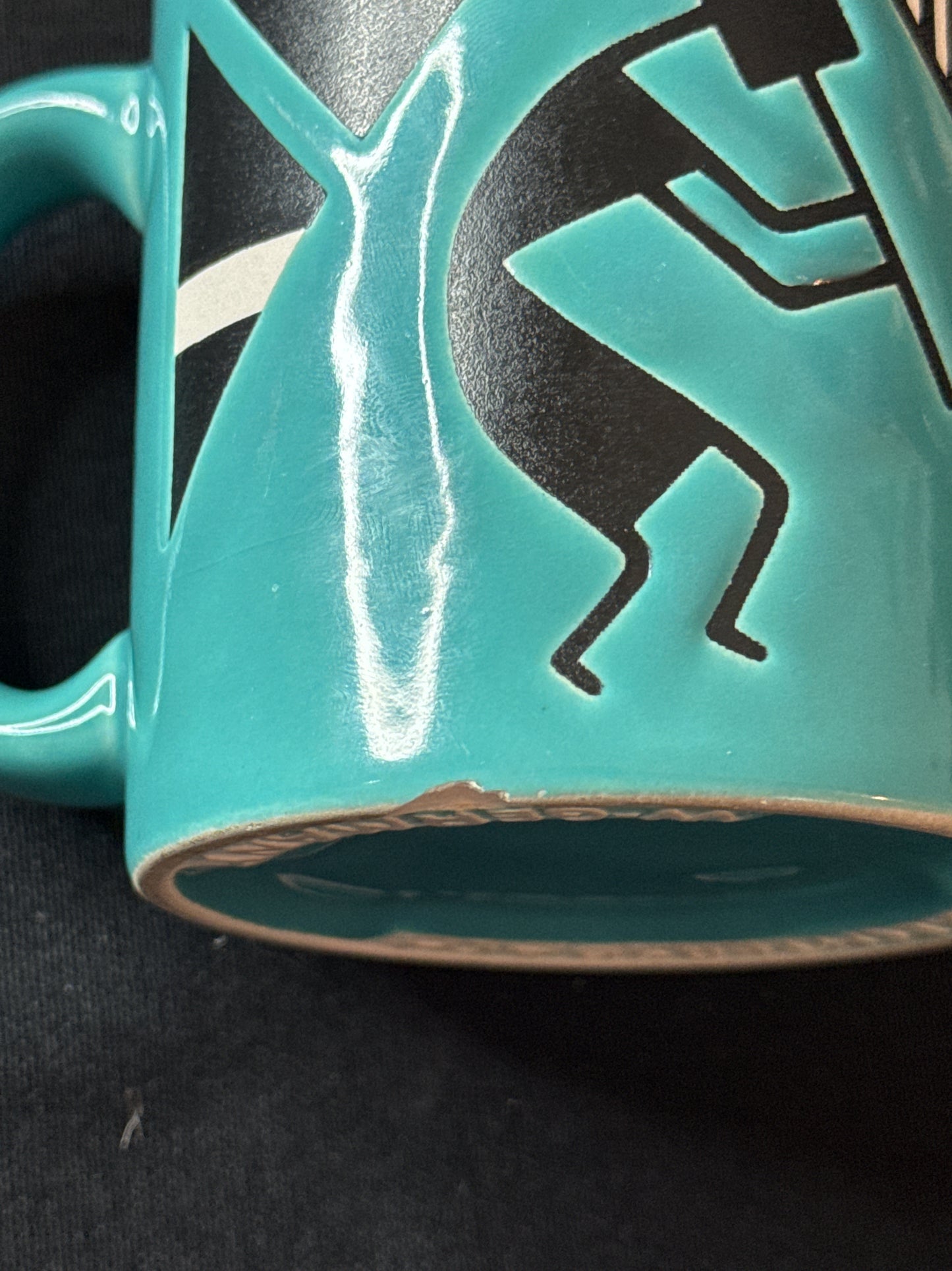 Vintage Waechtersbach Ceramic Coffee Cup Mug Teal Musician 3 7/8" Tall