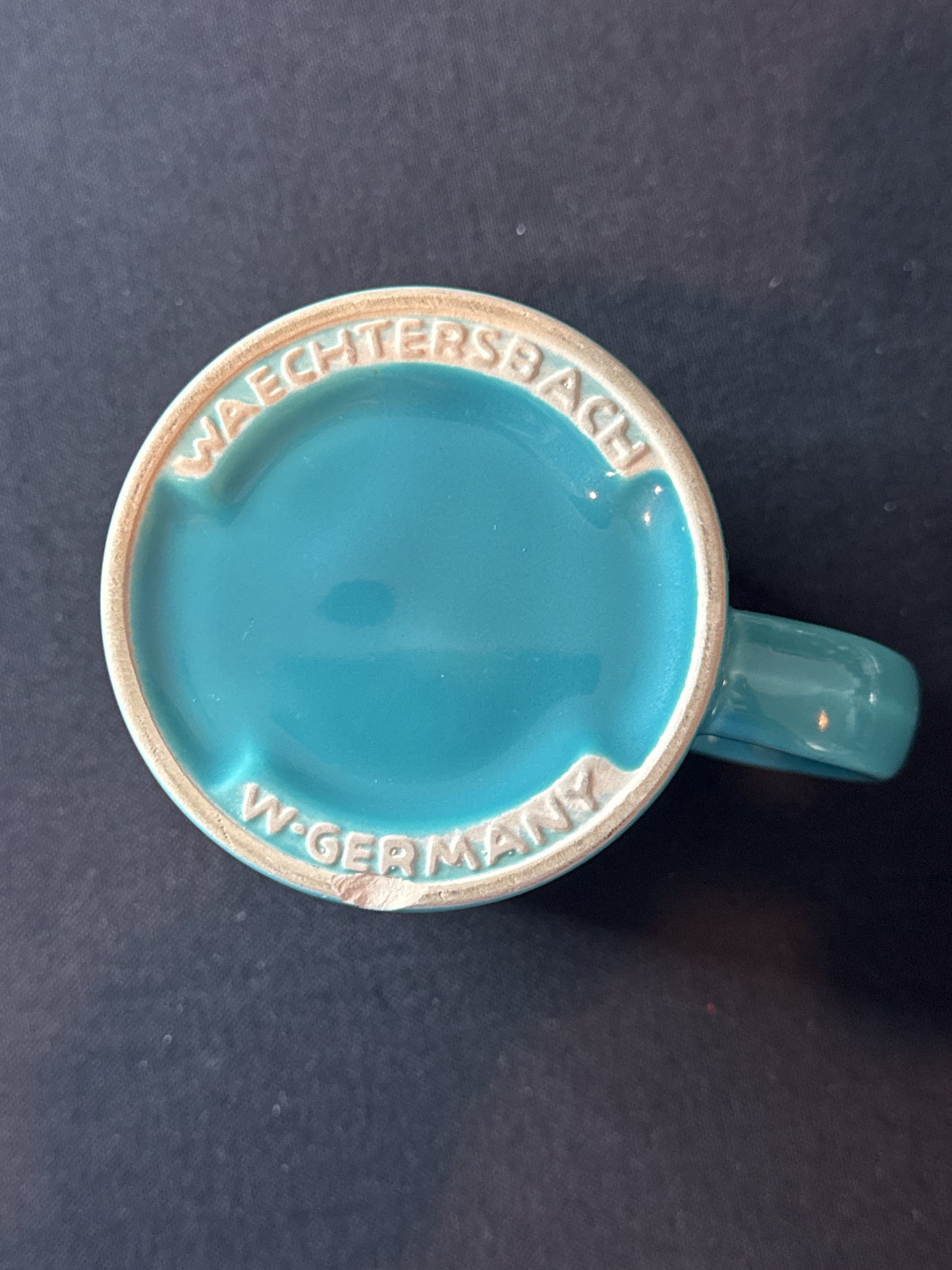 Vintage Waechtersbach Ceramic Coffee Cup Mug Teal Musician 3 7/8" Tall