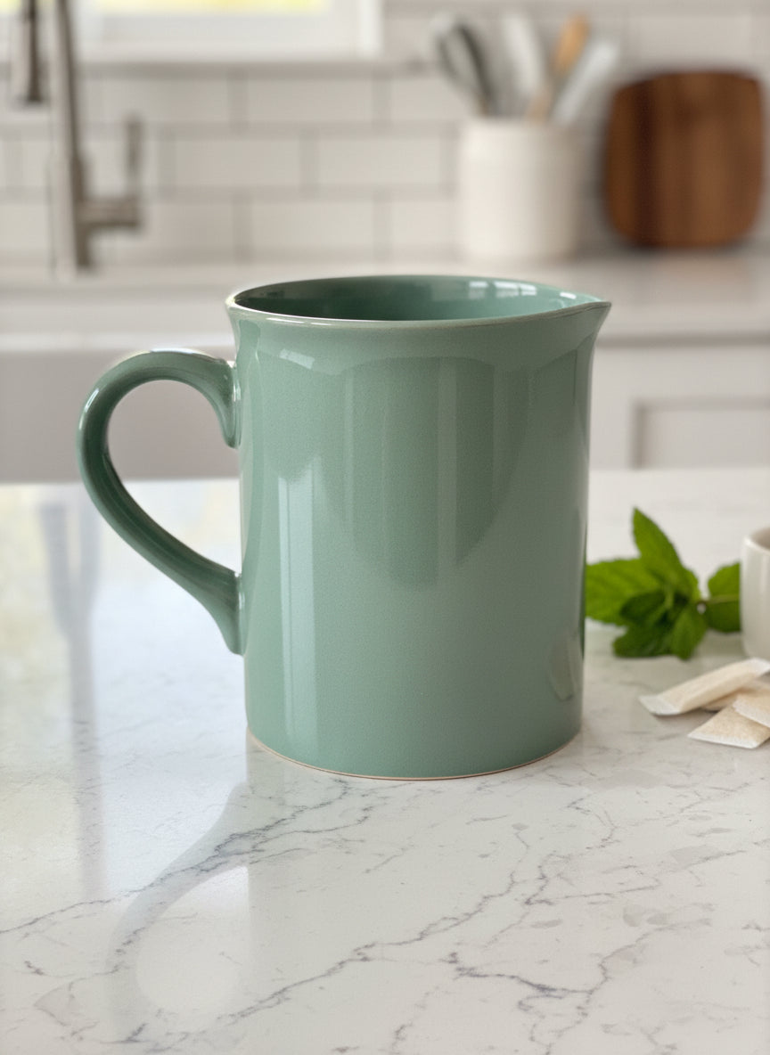 Trueliving Ceramic Coffee Cup Mug Cheetah Green 14oz 4 1/8" Tall