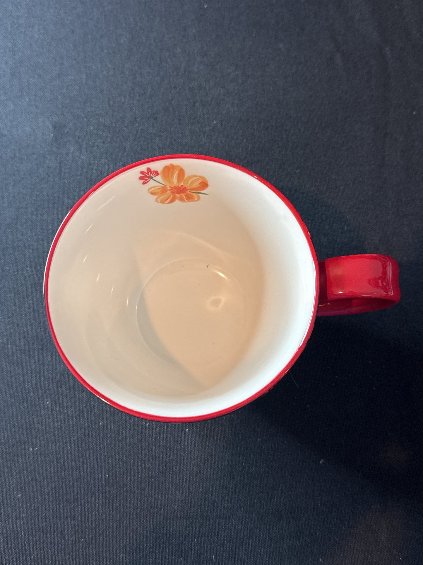 Potter's Studio Footed Coffee Cup Mug Colorful Flowers, 14oz 3 5/8" Tall New