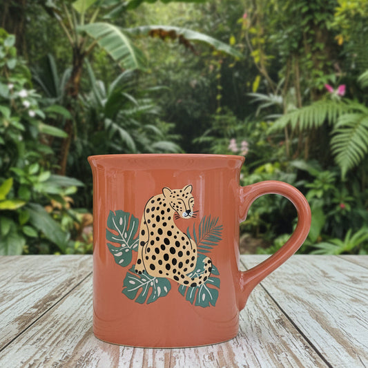 Trueliving Ceramic Coffee Cup Mug Cheetah Brown 14oz 4 1/8" Tall