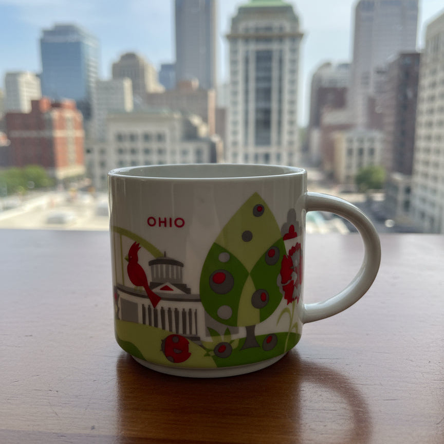Ohio Starbucks You Are Here Collection 2013 Red Interior 15oz 3.5" Tall
