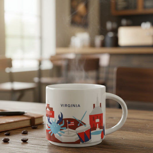 Virginia Starbucks You Are Here Collection 2013 Blue Interior 15oz 3.5" Tall