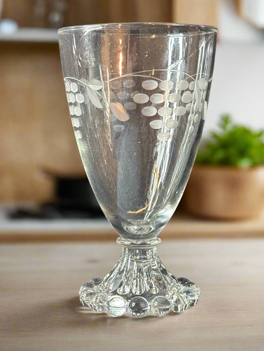 Grape Cut By Standard Glass Mfg. Water Goblet 5.5" Tall x 3 1/8" Wide at Rim