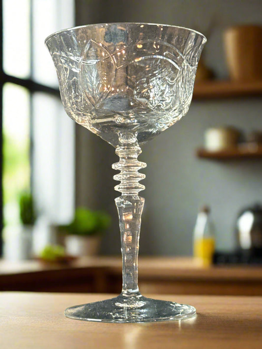 Rock Sharpe 2009-9 Pattern Champagne Tall Sherbert Glass 5 7/8" Tall Glows