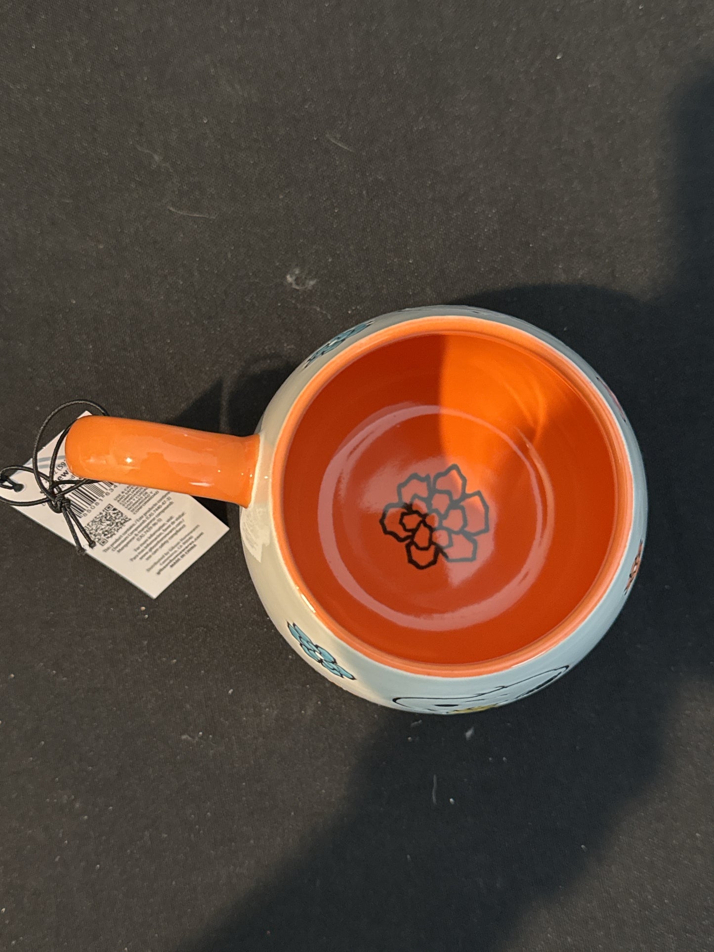 Peanuts Snoopy Woodstock Large Gibson Homewares Coffee Cup Mug Orange Interior 4.25"