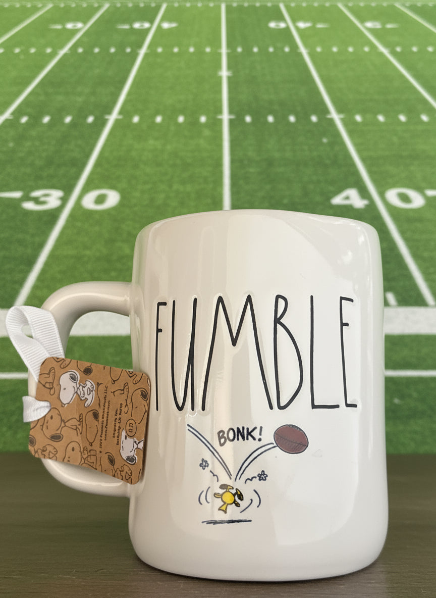 Rae Dunn Peanuts Fumble Snoopy Woodstock Red Interior New 4.75" Tall Coffee Cup Mug