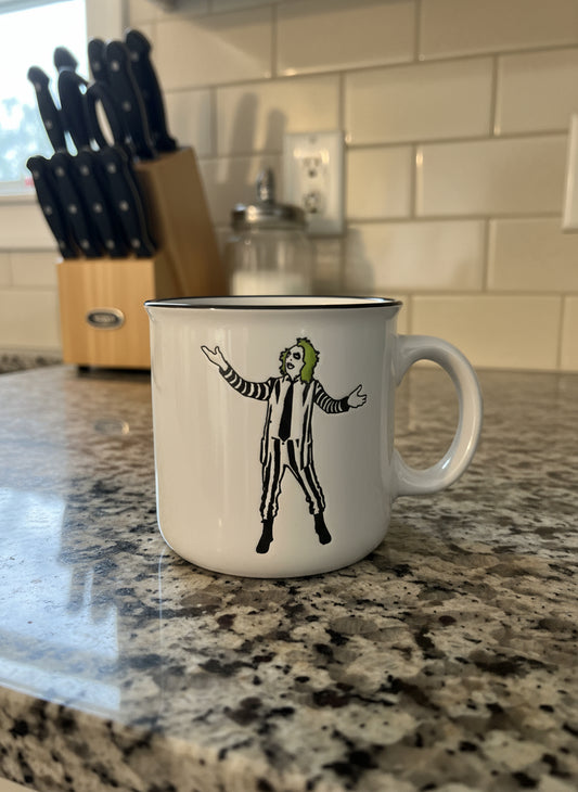 Beetlejuice Large Silver Buffalo Coffee Cup Mug Green Interior 4 1/8" Tall New