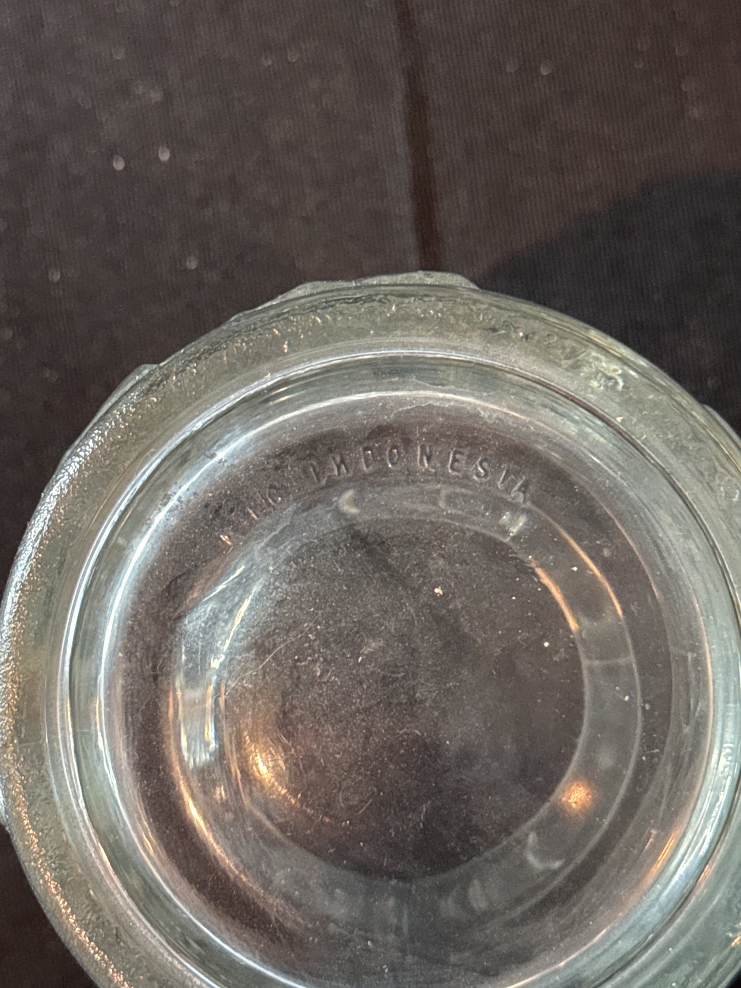 Vintage Clear Glass Mug by Kig Indonesia Grape Texture 3 7/8" Tall x 3 1/8" Wide at Rim