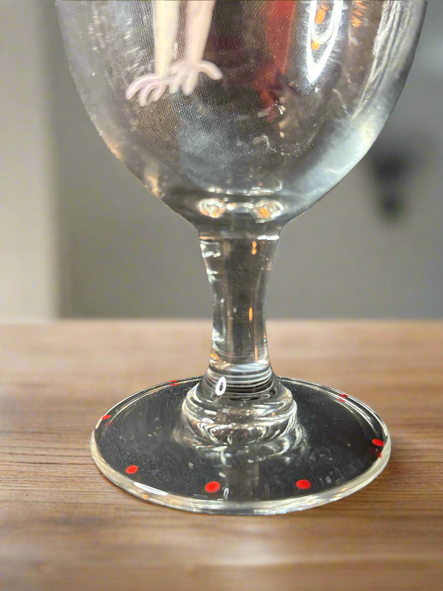 Rooster Hand Painted Large Glass Water Goblet 7" Tall x 2 7/8" Wide at Rim