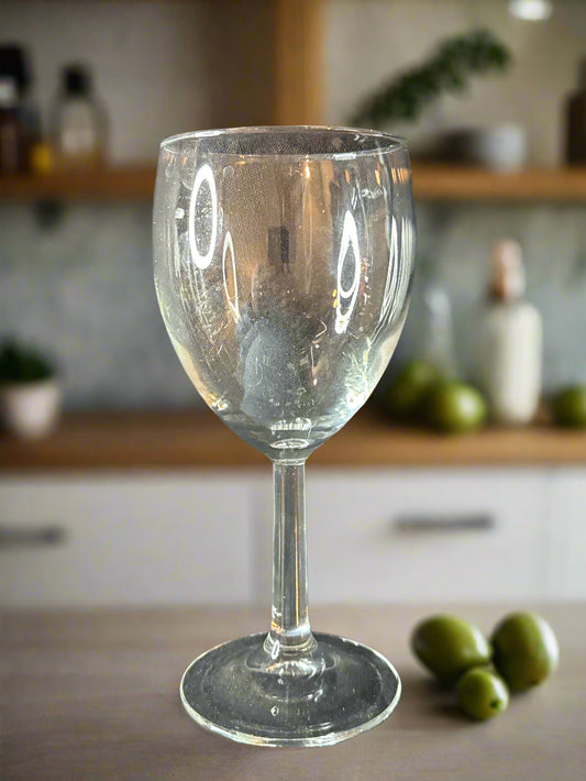 Wine Glass Unmarked 7 1/8" Tall Clear Glass