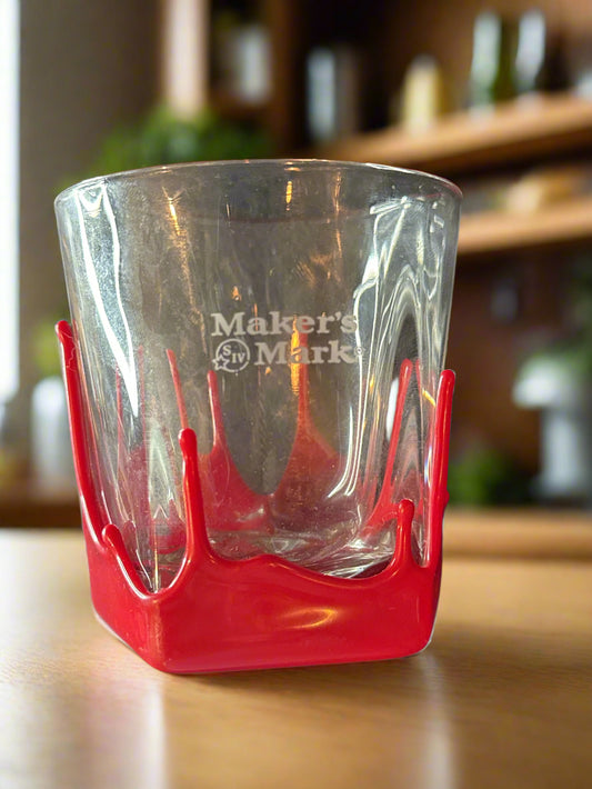 Maker's Mark Red Wax Drip Pentagon Whiskey Glass 3.5" Tall