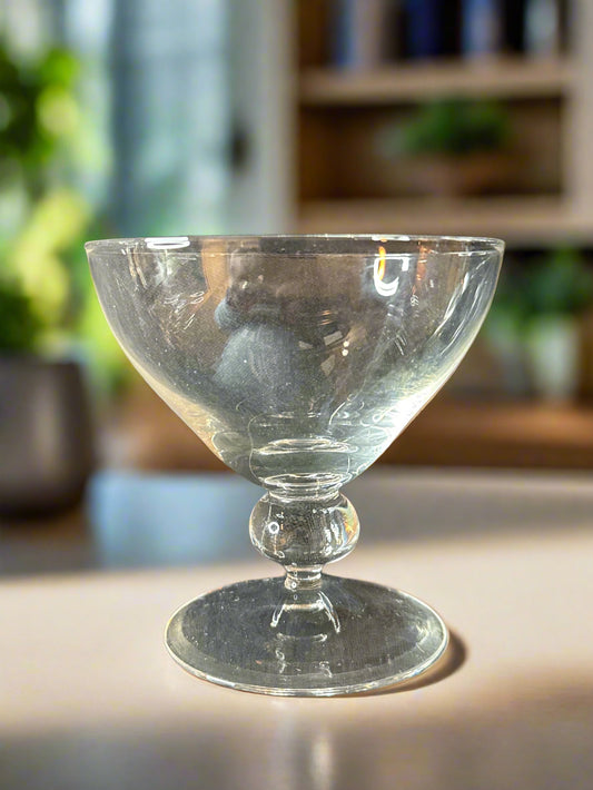 Low Sherbert Unmarked Glass Ball Stem 4oz 3.75" x 3.75"