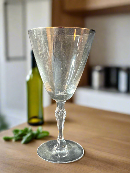 Engagement Platinum Water Goblet Glass by Fostoria Platinum Trim 7" Tall x 3.75" Wide