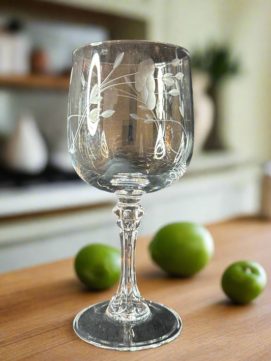 Bordeaux Clear Water Goblet Glass by Princess House Crystal 7" Tall x 2.75" Wide at Rim