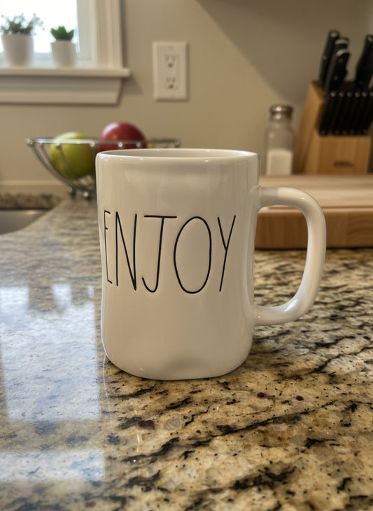 Rae Dunn ENJOY Large Coffee Mug Cup 4.75" Tall Artisan Collection by Magenta New