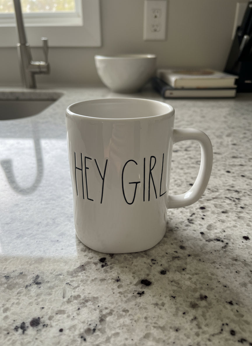 Rae Dunn Hey Girl Large Coffee Mug Cup 4 5/8" Tall Artisan Collection by Magenta