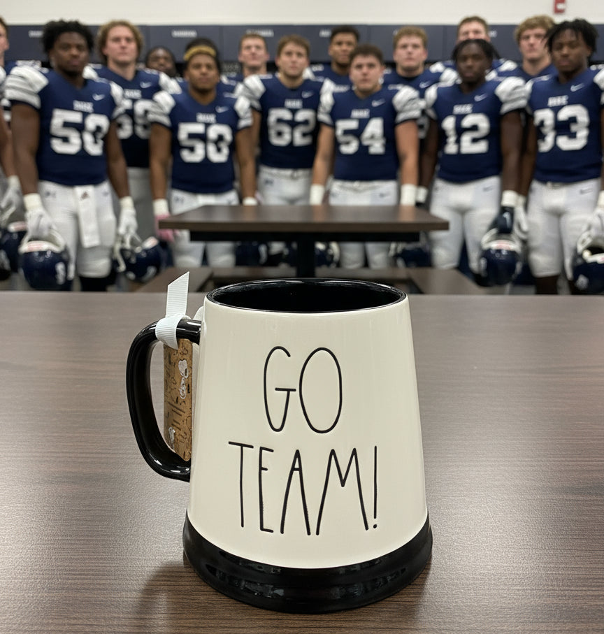 Rae Dunn Peanuts Go Team! Snoopy Woodstock Tall Coffee Mug Cup New with Tags 4 5/8" Tall