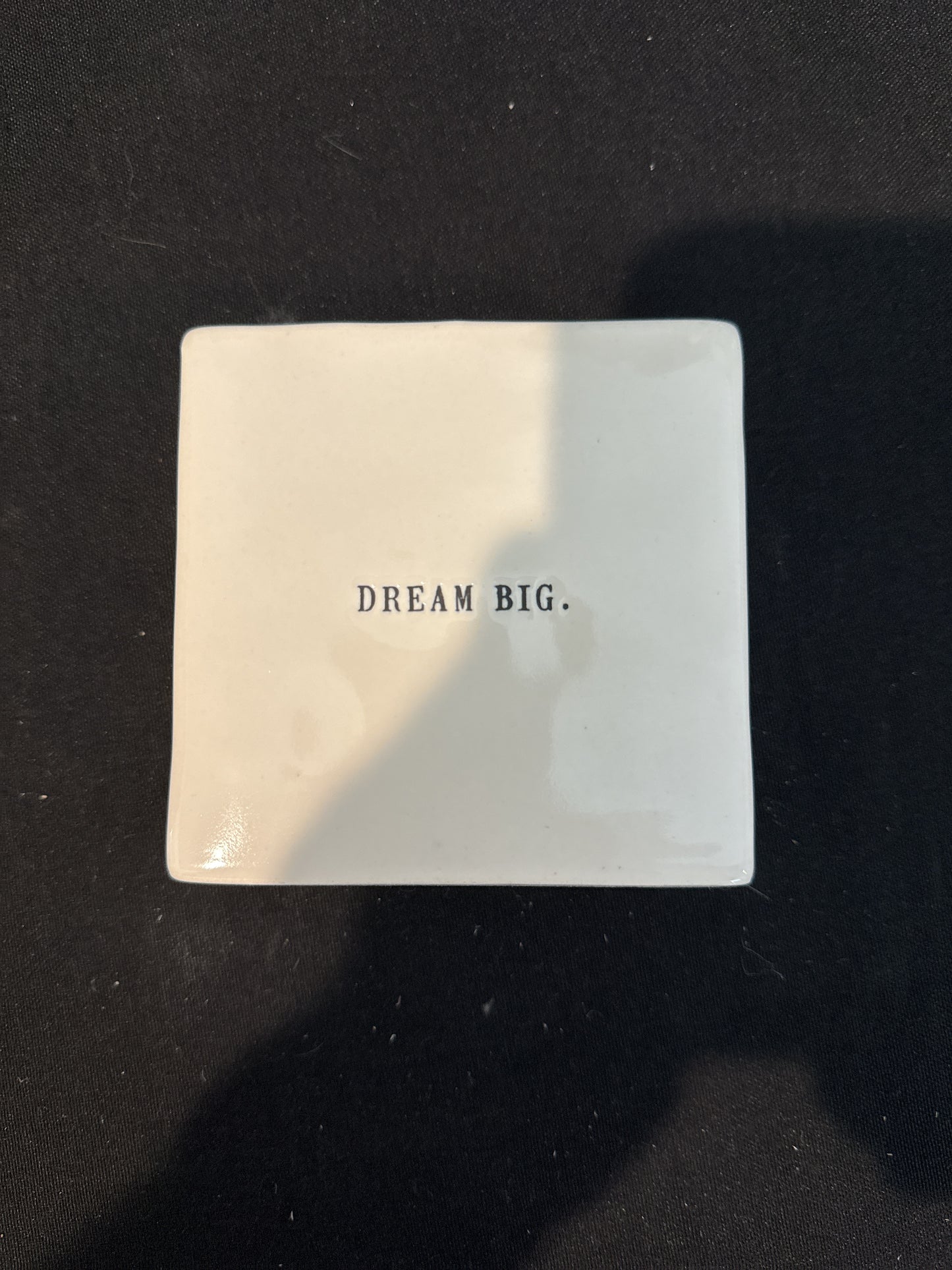 Rae Dunn Anything Is Possible. Dream Big. Paperweight Ceramic White New 4" x 4"