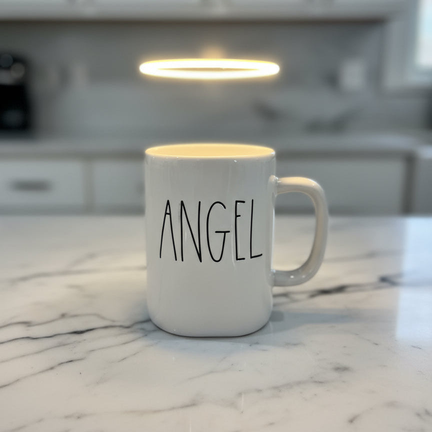 Rae Dunn ANGEL Large Coffee Cup Mug 4.75" Tall New Artisan Collection by Magenta