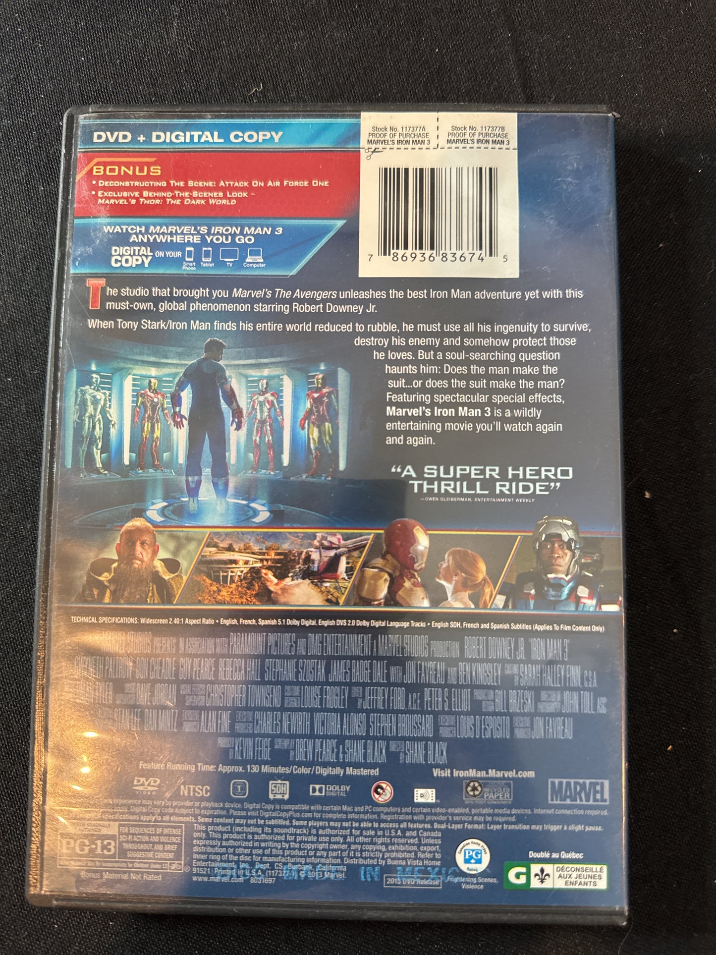 Iron Man 3 Marvel DVD