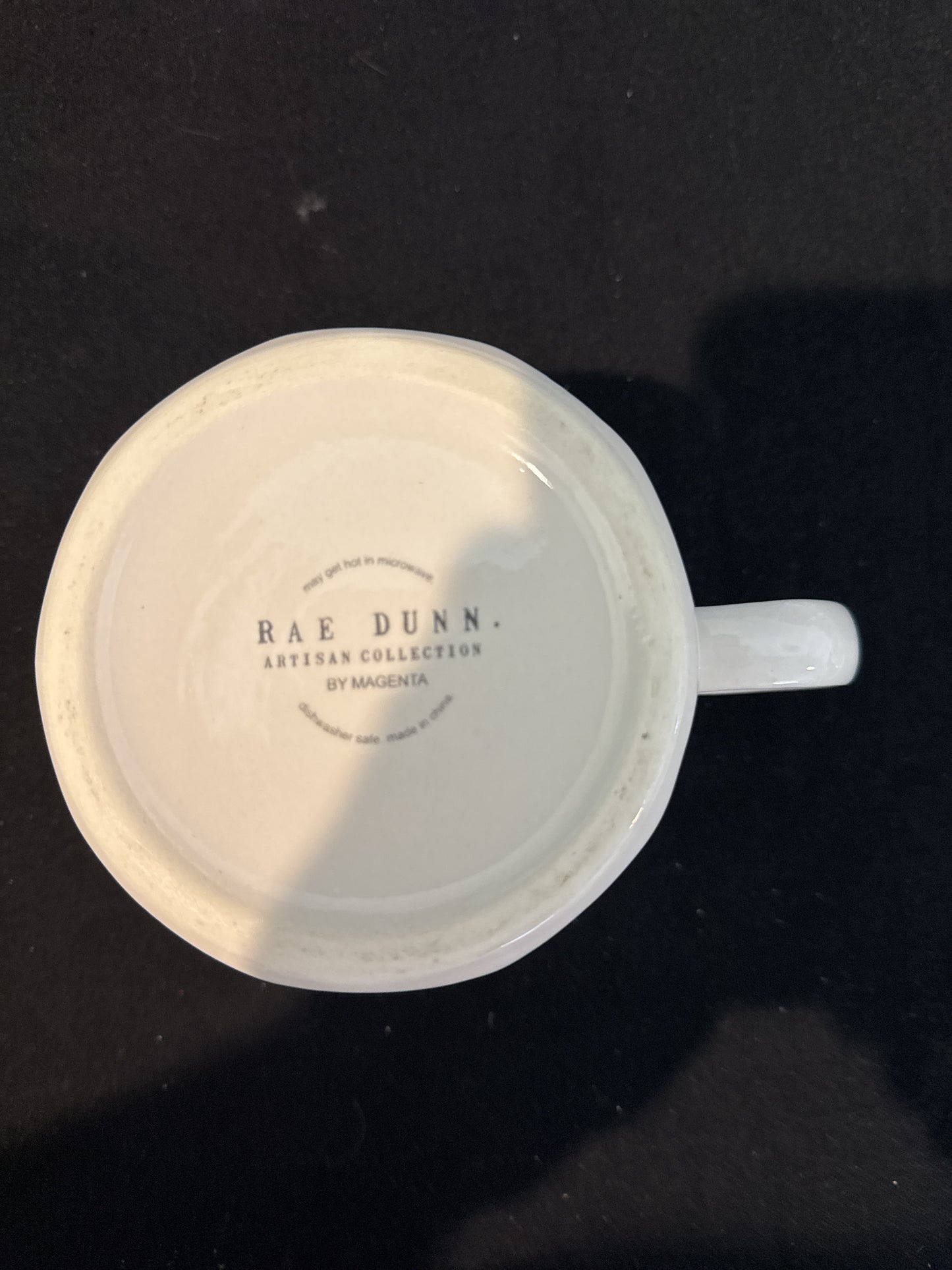 Rae Dunn THINK Magenta Ceramic Coffee Cup Mug Typewriter Font 4.25" Tall