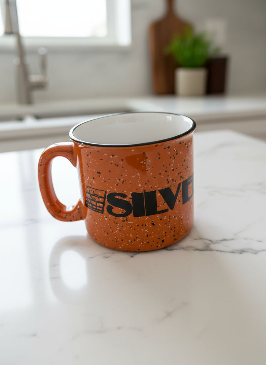 Silver Creek Orange Black Coffee Cup Mug 3.5" Tall New