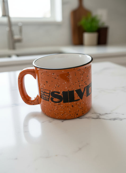Silver Creek Orange Black Coffee Cup Mug 3.5" Tall New