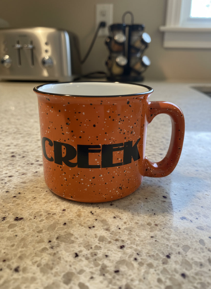 Silver Creek Orange Black Coffee Cup Mug 3.5" Tall New