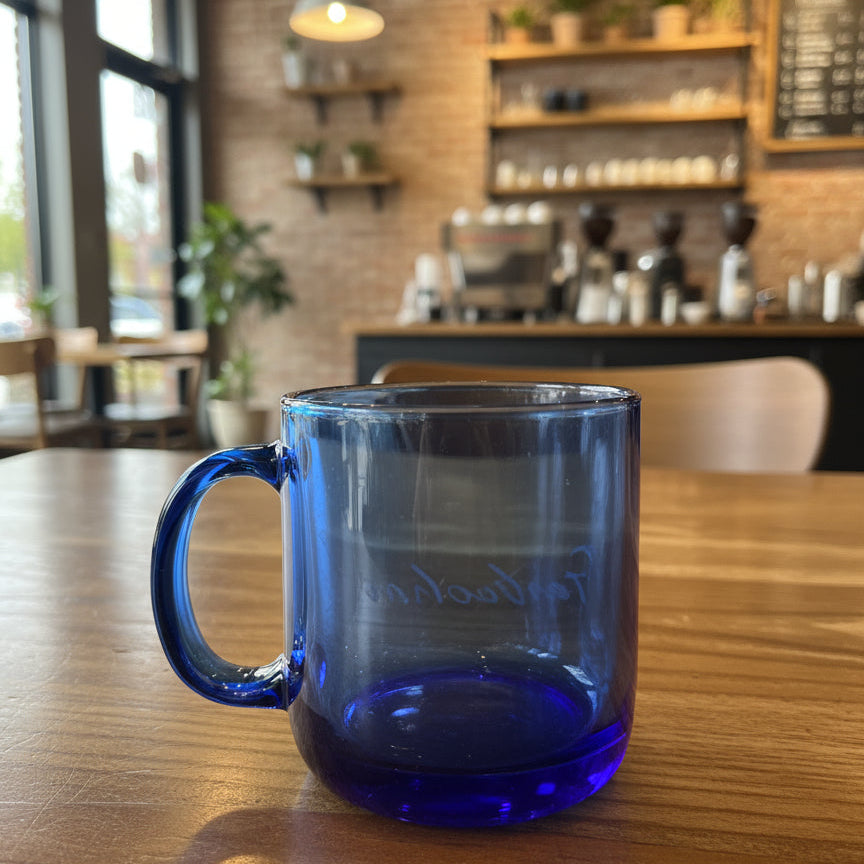 Starbucks Coffee Mug Cup 18oz Cobalt Blue Demitasse Beaker Flagon Stoup Glass 4.25" Tall