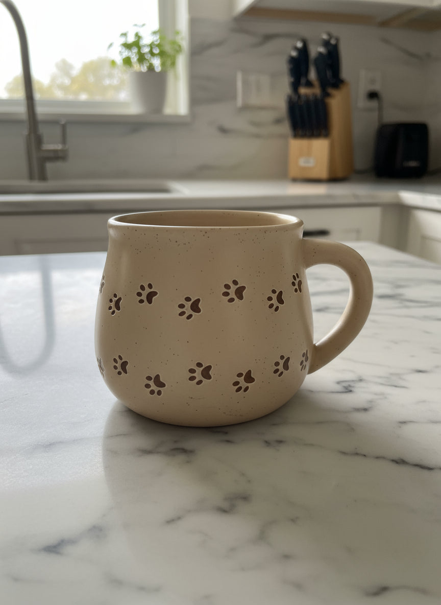 Pawprint Coffee Mug Cup Brown 3.5" Tall Made by Love