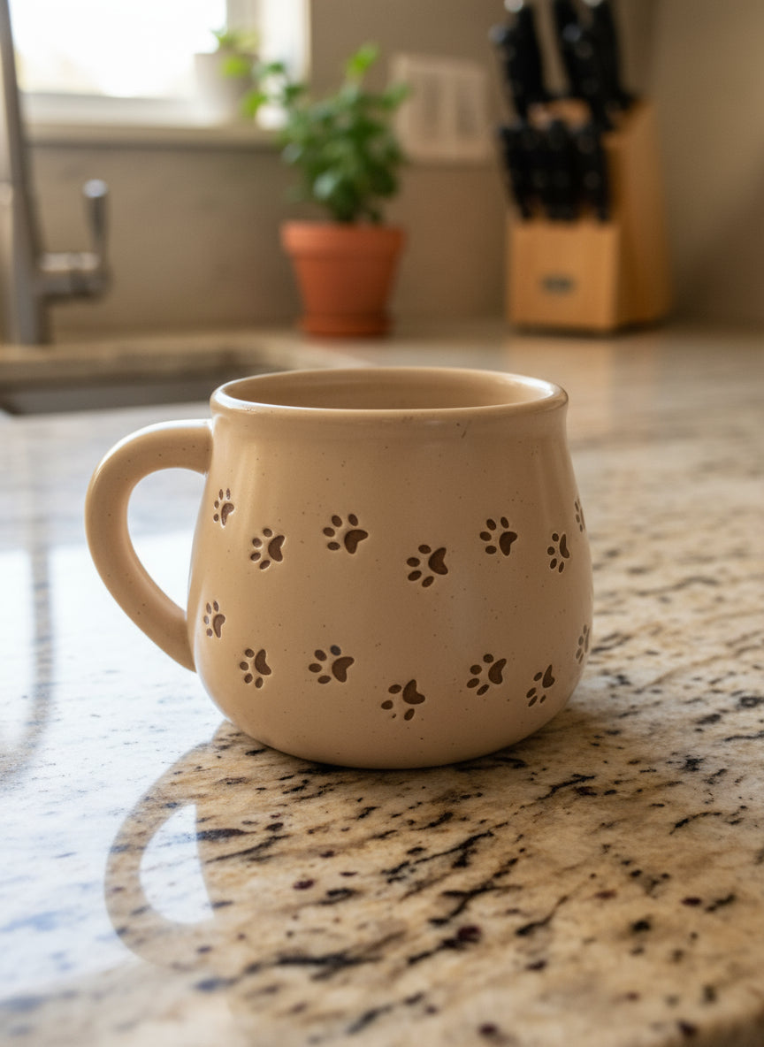 Pawprint Coffee Mug Cup Brown 3.5" Tall Made by Love