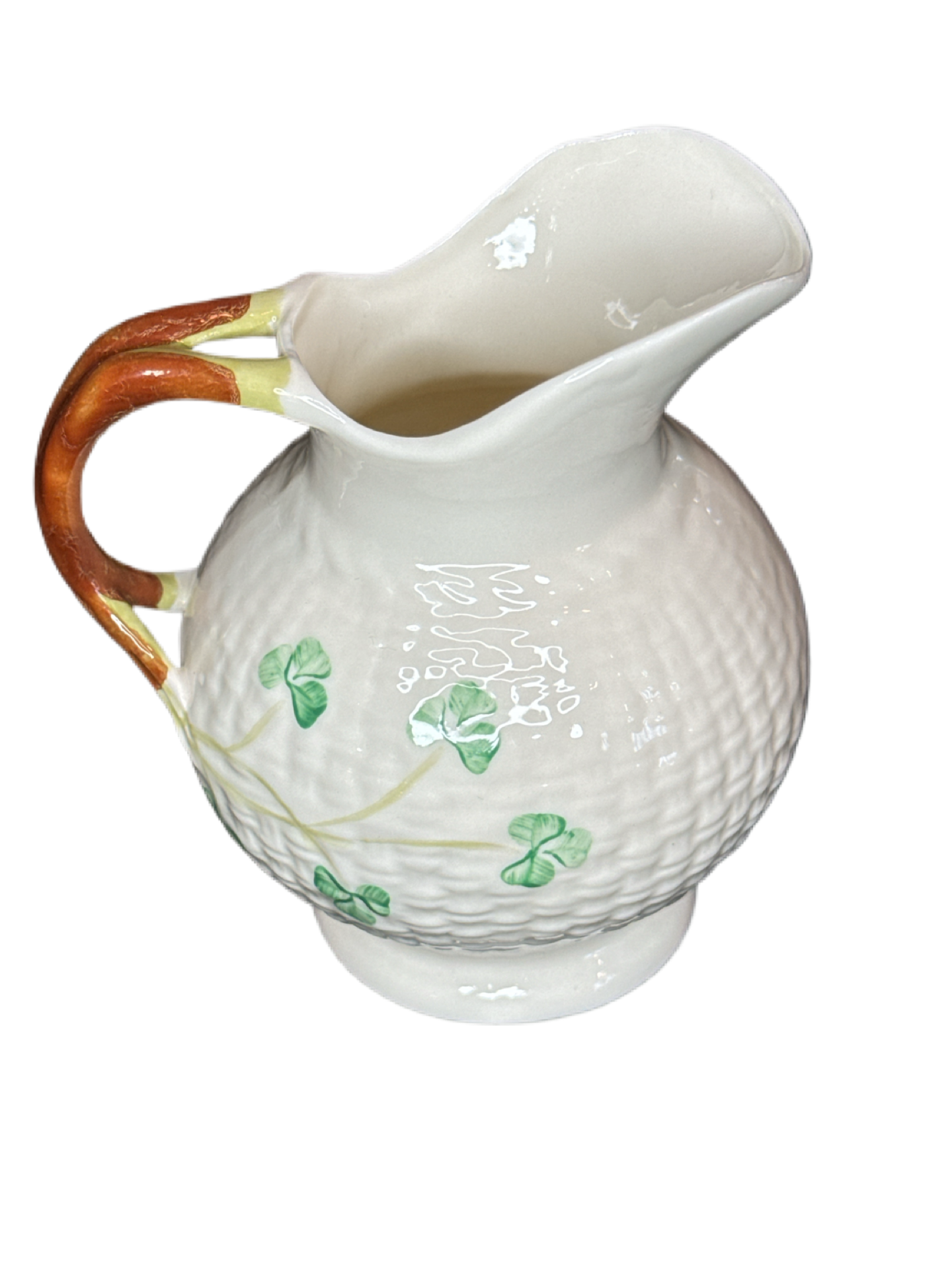 Belleek Shamrock Ireland Leaf Design Milk/Cream Jug with Markings on Bottom.