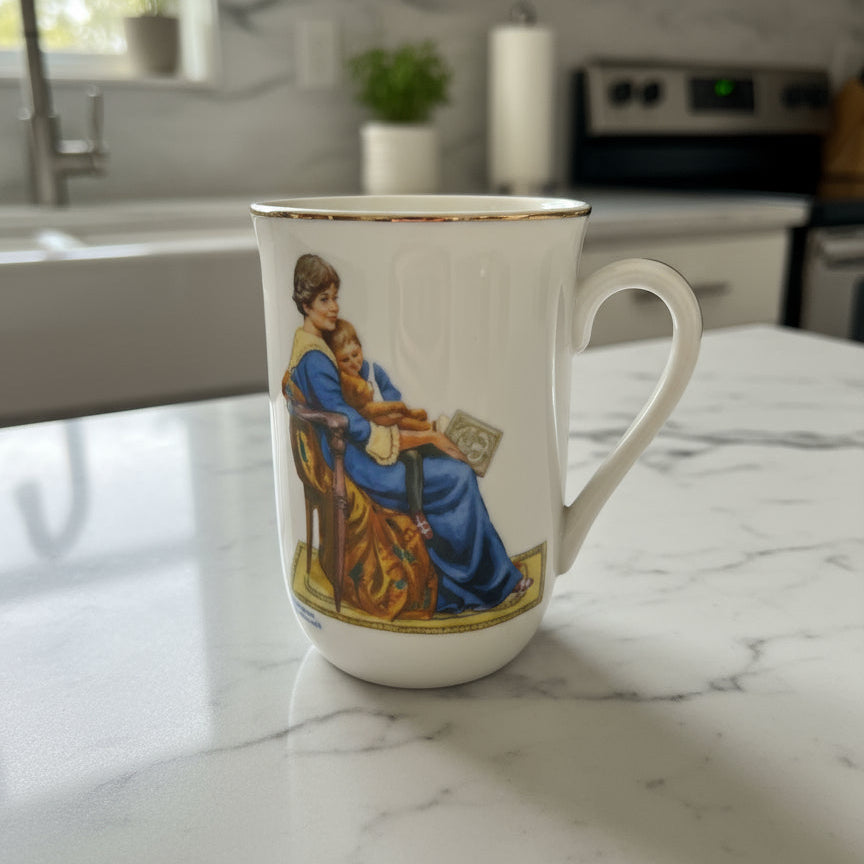 Norman Rockwell Bedtime Rockwell Museum 1982 Coffee Mug Cup 4" Tall