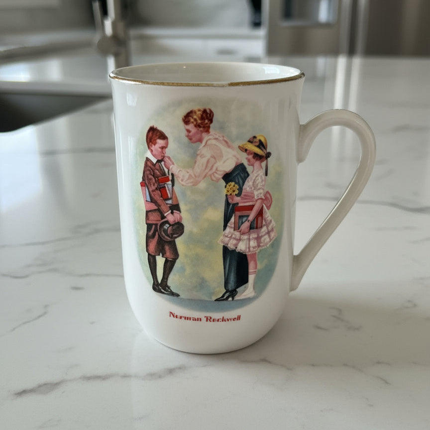 Norman Rockwell First Day Of School Rockwell Museum 1986 Coffee Mug Cup 4 1/8" Tall
