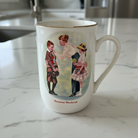 Norman Rockwell First Day Of School Rockwell Museum 1986 Coffee Mug Cup 4 1/8" Tall