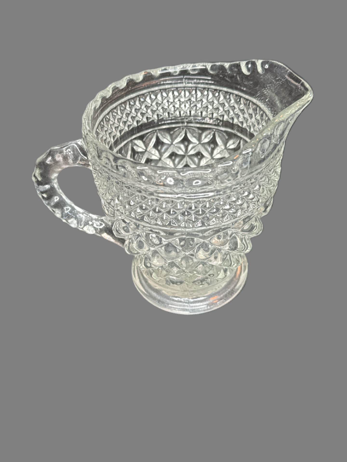 Vintage Anchor Hocking Wexford Pattern Pressed Glass Creamer