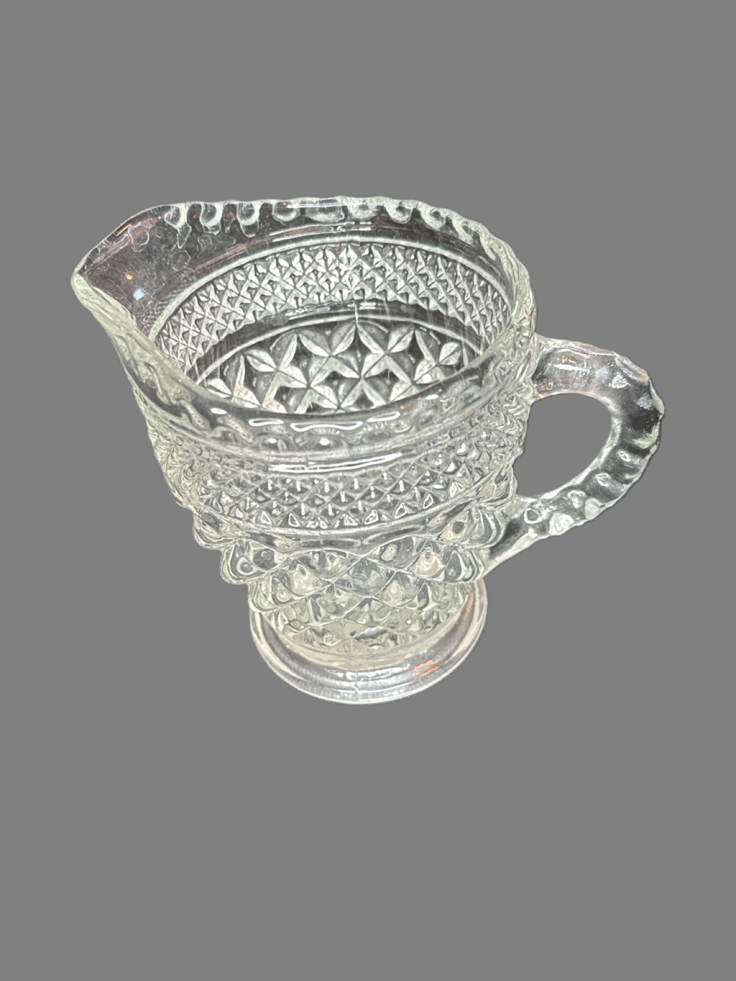 Vintage Anchor Hocking Wexford Pattern Pressed Glass Creamer