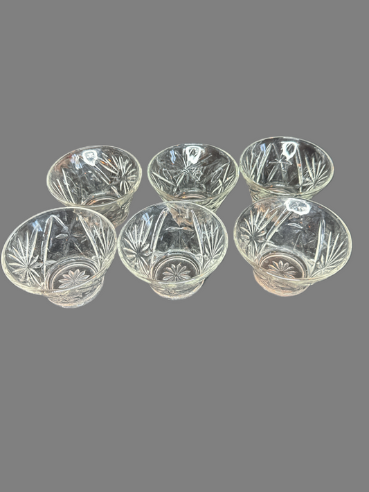 Vintage Anchor Hocking Star of David Pudding/Parfait Cups Set of 6