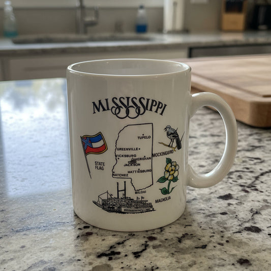 Vintage Mississippi Coffee Mug Cup Souvenir Ceramic 3 5/8" Tall