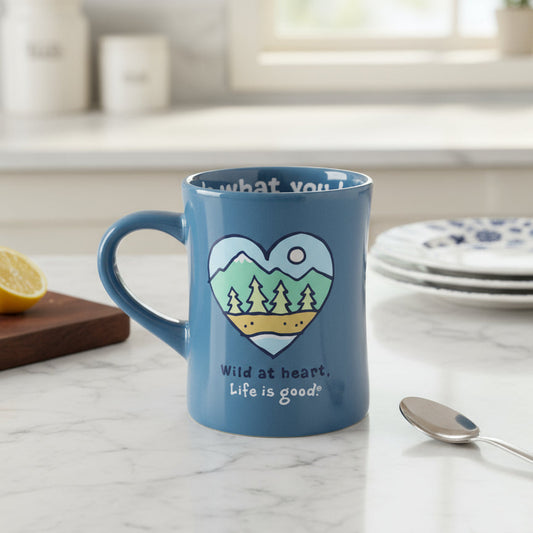 Wild At Heart Life Is Good, Do What You Love, Love What You Do Blue Coffee Mug Cup 4 3/8"