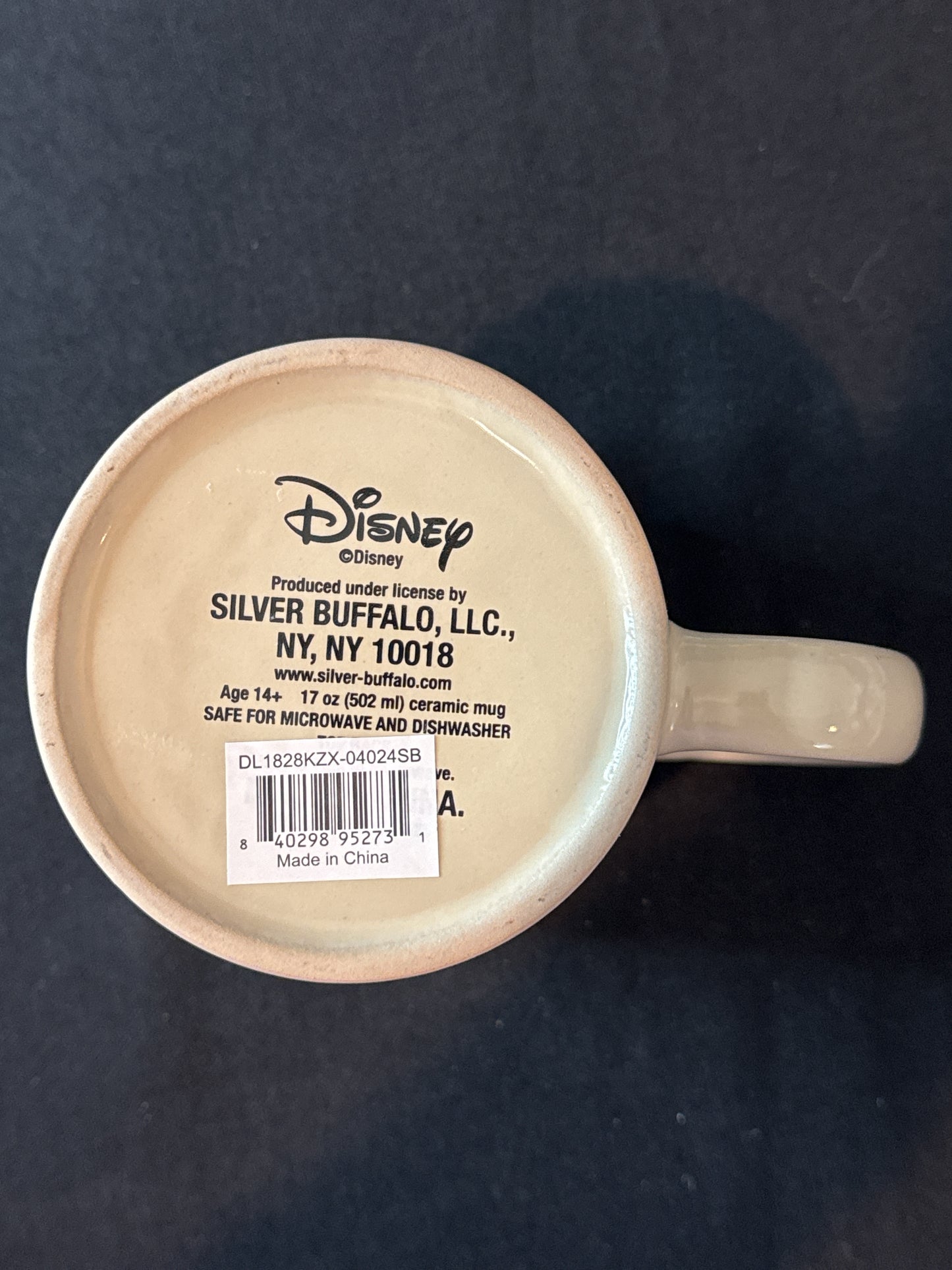 Mickey Mouse Silver Buffalo Large 4 5/8" Tall Tan Coffee Cup Mug New Disney 17oz